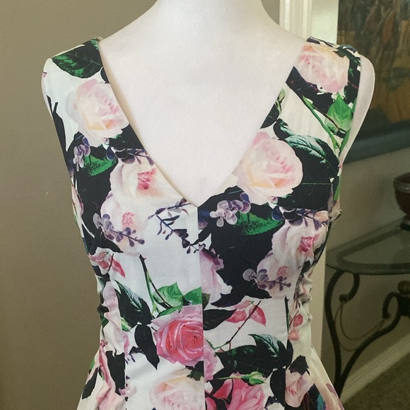 Betsey Johnson Pink & Green Te Party Cotton Sleeveless V-Neck Midi Dress size 6 - Picture 4 of 17
